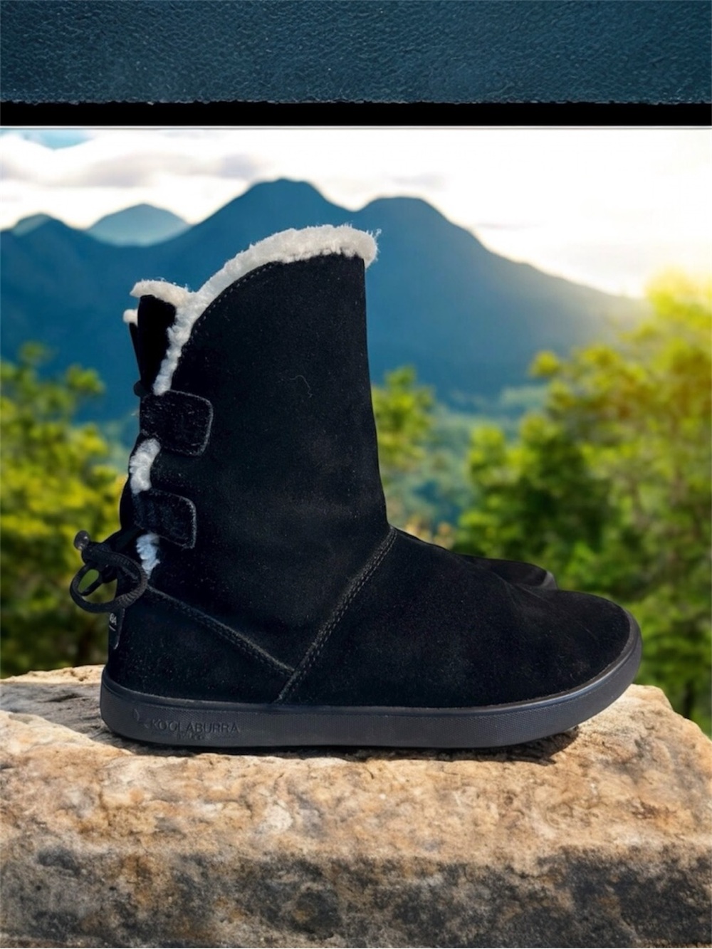 Koolaburra by UGG Shazi Short Tie Black Sheepskin Winter Boots